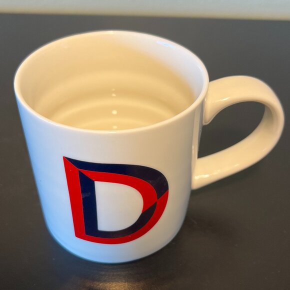 OPALHOUSE Letter "D ” Monogram Initial Maroon and Metallic Gold Ribbed Mug ~ - Picture 9 of 13